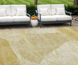 8' X 10' Wheat Gold And Ivory Abstract Washable Indoor Outdoor Area Rug