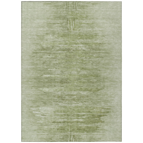 3' X 5' Artichoke Green And Fern Green Abstract Washable Indoor Outdoor Area Rug
