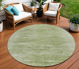 8' Artichoke Green And Fern Green Round Abstract Washable Indoor Outdoor Area Rug