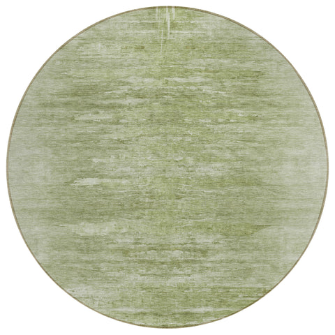 8' Artichoke Green And Fern Green Round Abstract Washable Indoor Outdoor Area Rug