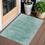 3' X 5' Aqua And Teal Blue Abstract Washable Indoor Outdoor Area Rug