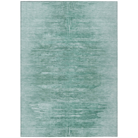 5' X 8' Aqua And Teal Blue Abstract Washable Indoor Outdoor Area Rug