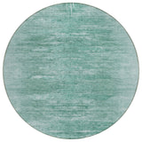 8' Aqua And Teal Blue Round Abstract Washable Indoor Outdoor Area Rug