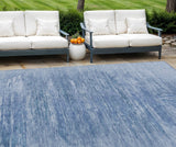 8' X 10' Denim Blue And Sky Blue Abstract Washable Indoor Outdoor Area Rug