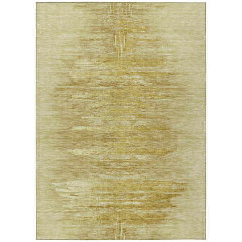 3' X 5' Gold And Wheat Abstract Washable Indoor Outdoor Area Rug