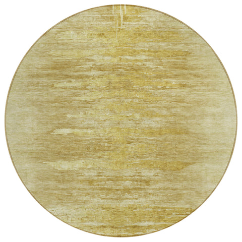 8' Gold And Wheat Round Abstract Washable Indoor Outdoor Area Rug