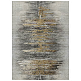 5' X 8' Gray Charcoal And Silver Abstract Washable Indoor Outdoor Area Rug