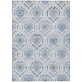 5' X 8' Gray And Denim Blue Medallion Washable Indoor Outdoor Area Rug