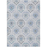 8' X 10' Gray And Denim Blue Medallion Washable Indoor Outdoor Area Rug