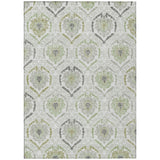 3' X 5' Gray And Olive Green Medallion Washable Indoor Outdoor Area Rug