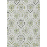 8' X 10' Gray And Olive Green Medallion Washable Indoor Outdoor Area Rug