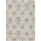 5' X 8' Ivory Gold And Taupe Medallion Washable Indoor Outdoor Area Rug