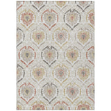 8' X 10' Ivory Gold And Taupe Medallion Washable Indoor Outdoor Area Rug