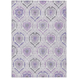 3' X 5' Purple Lavender And Gray Medallion Washable Indoor Outdoor Area Rug