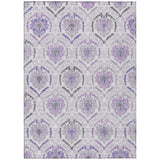 5' X 8' Purple Lavender And Gray Medallion Washable Indoor Outdoor Area Rug