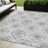 5' X 8' Silver Gray And Charcoal Medallion Washable Indoor Outdoor Area Rug