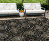 8' X 10' Black Gray And Brown Medallion Washable Indoor Outdoor Area Rug