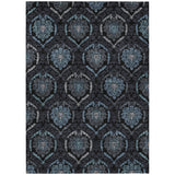 5' X 8' Blue Charcoal And Gray Medallion Washable Indoor Outdoor Area Rug