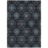 8' X 10' Blue Charcoal And Gray Medallion Washable Indoor Outdoor Area Rug