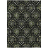 5' X 8' Green Gray And Charcoal Medallion Washable Indoor Outdoor Area Rug