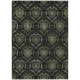 8' X 10' Green Gray And Charcoal Medallion Washable Indoor Outdoor Area Rug