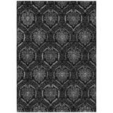 8' X 10' Gray Charcoal And Silver Medallion Washable Indoor Outdoor Area Rug