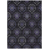 5' X 8' Purple Charcoal And Gray Medallion Washable Indoor Outdoor Area Rug