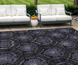 8' X 10' Purple Charcoal And Gray Medallion Washable Indoor Outdoor Area Rug