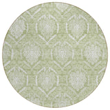 8' Artichoke Green And Ivory Round Medallion Washable Indoor Outdoor Area Rug
