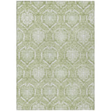 8' X 10' Artichoke Green And Ivory Medallion Washable Indoor Outdoor Area Rug