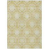 3' X 5' Gold Wheat And Ivory Medallion Washable Indoor Outdoor Area Rug