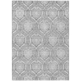 3' X 5' Gray And Silver Medallion Washable Indoor Outdoor Area Rug