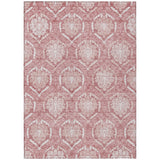 5' X 8' Pink Blush And Ivory Medallion Washable Indoor Outdoor Area Rug