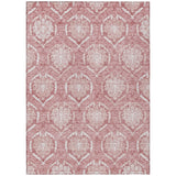 8' X 10' Pink Blush And Ivory Medallion Washable Indoor Outdoor Area Rug