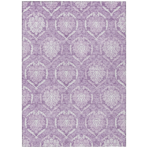 3' X 5' Plum Purple And Ivory Medallion Washable Indoor Outdoor Area Rug