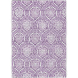 8' X 10' Plum Purple And Ivory Medallion Washable Indoor Outdoor Area Rug