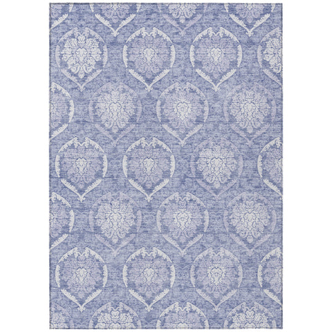 3' X 5' Sky Blue And Denim Blue Medallion Washable Indoor Outdoor Area Rug