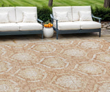 8' X 10' Salmon Copper And Ivory Medallion Washable Indoor Outdoor Area Rug