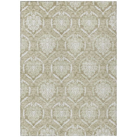 3' X 5' Tan And Beige Medallion Washable Indoor Outdoor Area Rug