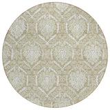 8' Tan And Beige Round Medallion Washable Indoor Outdoor Area Rug