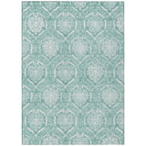 8' X 10' Turquoise Teal Blue And Ivory Medallion Washable Indoor Outdoor Area Rug