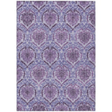 5' X 8' Eggplant Purple And Silver Medallion Washable Indoor Outdoor Area Rug