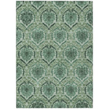 8' X 10' Fern Green And Emerald Medallion Washable Indoor Outdoor Area Rug