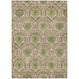 3' X 5' Olive Green And Fern Green Medallion Washable Indoor Outdoor Area Rug