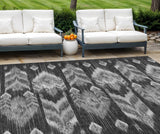 8' X 10' Black Charcoal And Silver Southwestern Washable Indoor Outdoor Area Rug