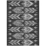 8' X 10' Black Charcoal And Silver Southwestern Washable Indoor Outdoor Area Rug
