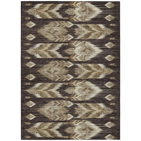 5' X 8' Brown Beige And Taupe Southwestern Washable Indoor Outdoor Area Rug