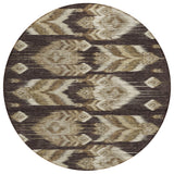 8' Brown Beige And Taupe Round Southwestern Washable Indoor Outdoor Area Rug