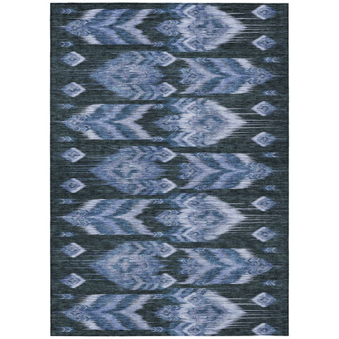 3' X 5' Denim Blue And Sky Blue Southwestern Washable Indoor Outdoor Area Rug