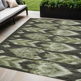 5' X 8' Olive Green And Artichoke Green Southwestern Washable Indoor Outdoor Area Rug